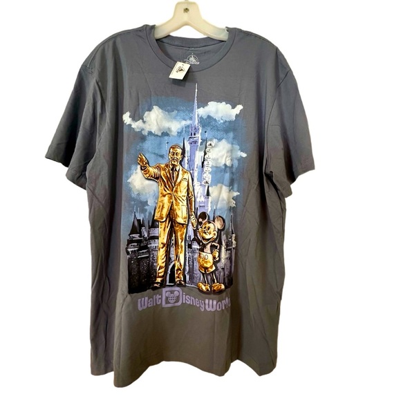 Men’s Disney Grey Mickey & Walt Disney Short Sleeve T-Shirt - Size L - NWT - Picture 1 of 4